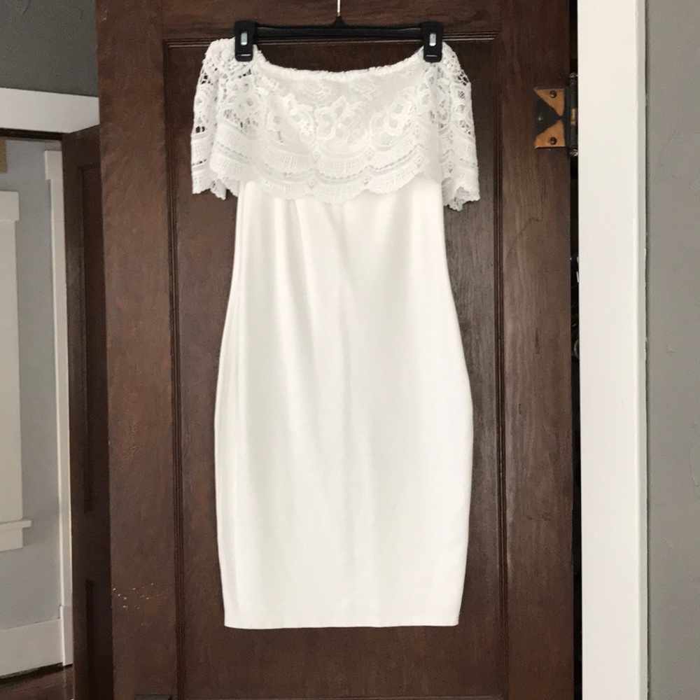 White strapless dress